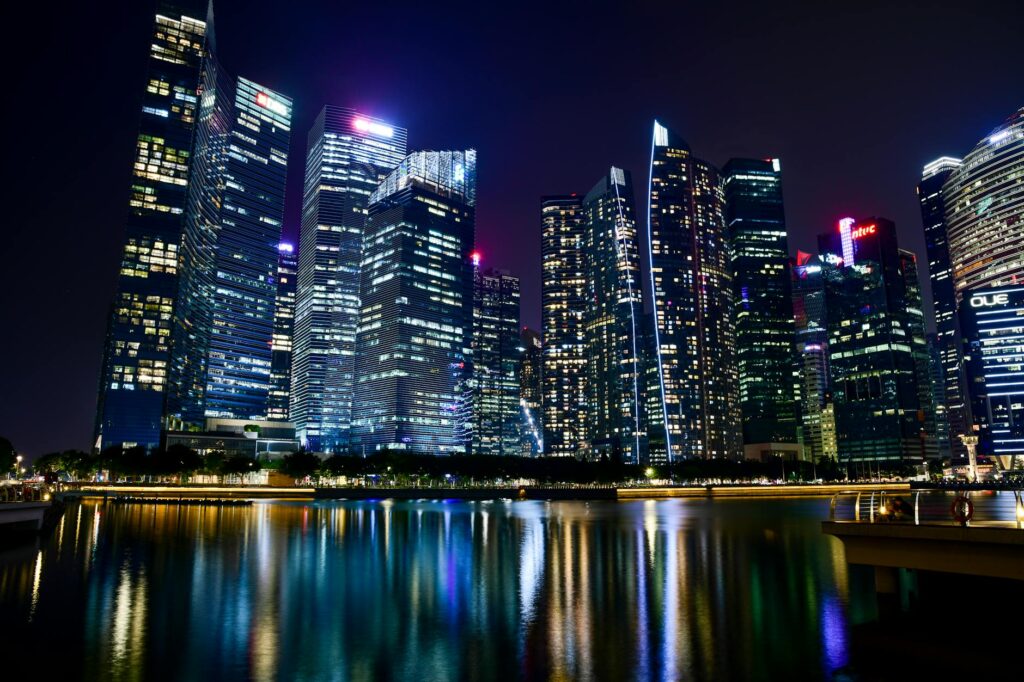 city skyline at night